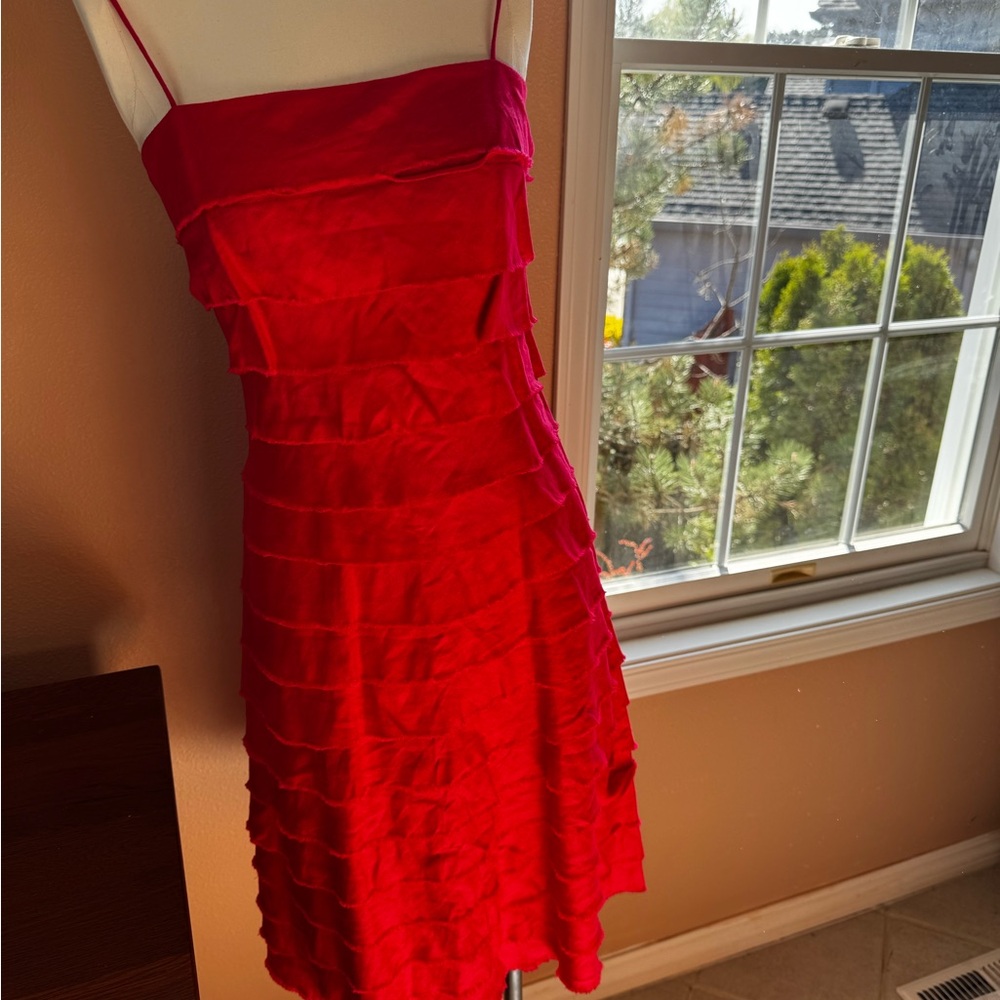 Red Ruffled Summer Dress (JCrew size 2) - Picture 2 of 3